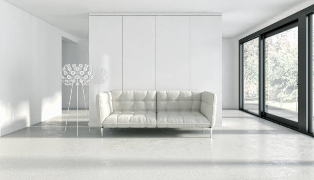 istock Large luxury modern bright interiors Living room mockup illustration 3D rendering image 2158320742