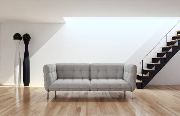 istock Large luxury modern bright interiors Living room mockup illustration 3D rendering image 2158321385