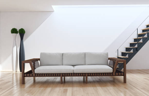 istock Large luxury modern bright interiors Living room mockup illustration 3D rendering image 2158321388