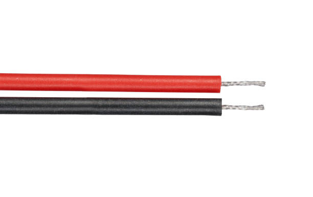 Red and Black Electrical Wires Close-Up