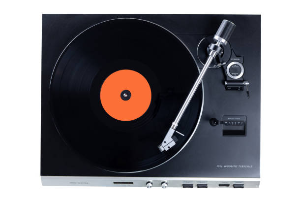 istock Vintage Vinyl Record Player with Orange Label 2158322794