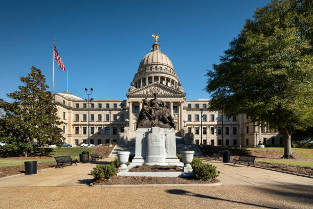 Jackson, Mississippi USA - November 3, 2023:  Mississippi state capital government office in downtown Jackson.  Jackson is the most populous city in the U.S. state of Mississippi