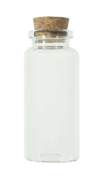 istock Empty glass jar with cork stopper bottled air on top isolated on white background 2158326671
