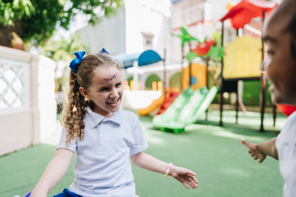 Children having fun at school playground