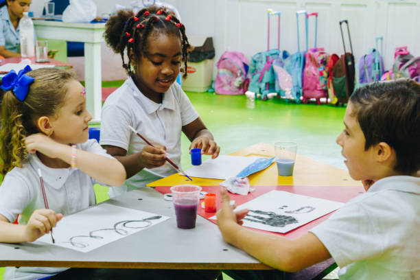 istock Children painting and drawing in art class 2158327414