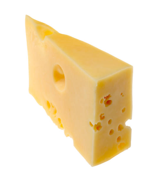 istock Piece of tasty cheese isolated on white 2158327624