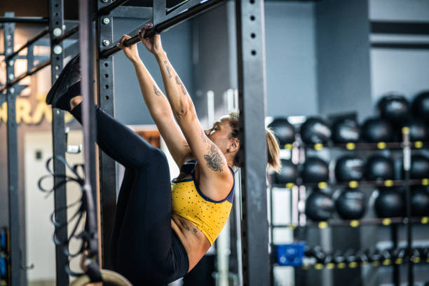 istock Mature woman training in gym 2158327973