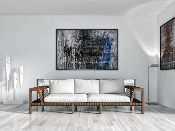 istock Large luxury modern bright interiors Living room mockup illustration 3D rendering image 2158329184