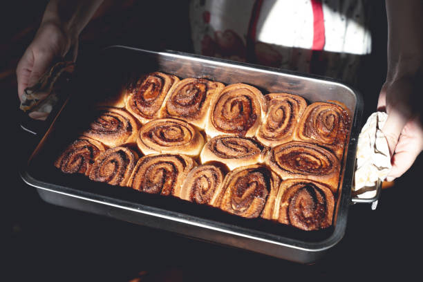 istock Cinnamon bun roll in plate. Homemade Oven bakery desert for breakfast 2158330167