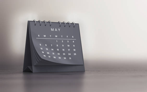 istock May 2024 Gray Desk Calendar 2158331053