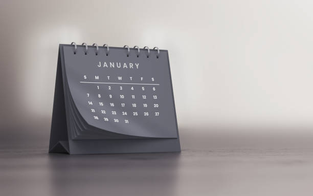 istock January 2024 Realistic Gray Desk Calendar 2158331116