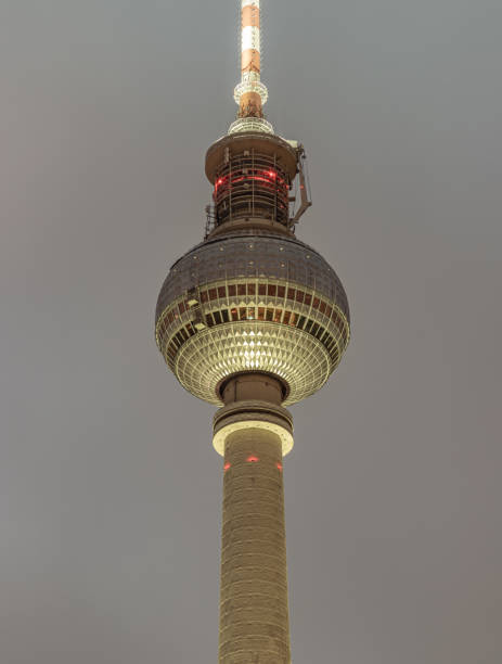 istock Famous Berlin Television Tower (Fernsehturm) with night sky background. 2158334830