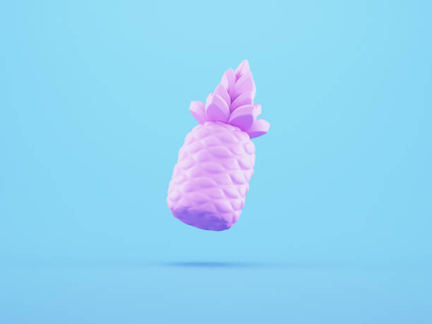 istock Cartoon pink pineapple falling on blue background 2158335881
