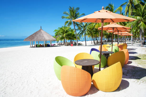 Outdoor cafe bar on the tropical beach
