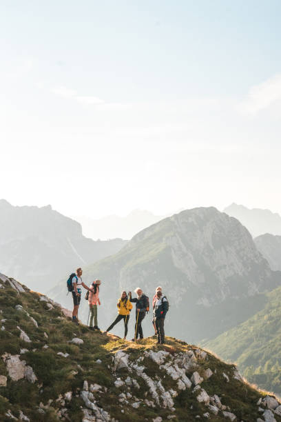 istock Diverse Friends Trekking Mountain Ridge 2158336492