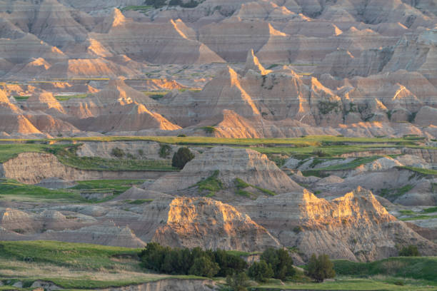 istock Vibrant Sunset Over the Beautiful Geological Rock Formations Around Pinnacles Overlook in Badlands National Park in South Dakota USA 2158337261