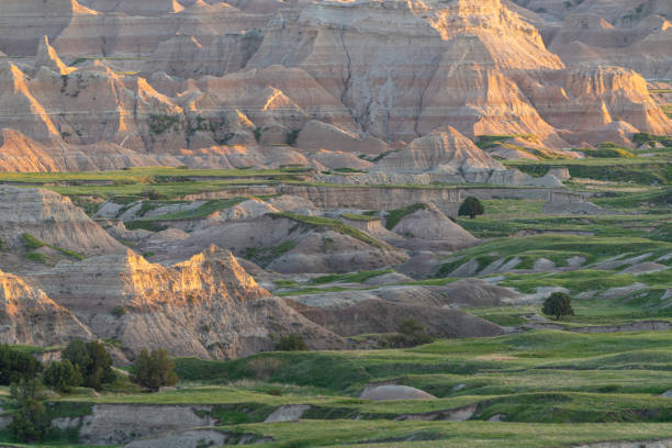 istock Vibrant Sunset Over the Beautiful Geological Rock Formations Around Pinnacles Overlook in Badlands National Park in South Dakota USA 2158337264