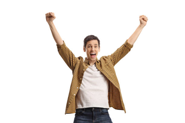 istock Excited young man cheering with happiness 2158341315