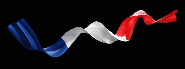 istock France flag isolated on black background 3D render 2158341767