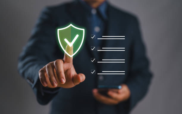 istock Quality management with Quality Assurance or QA and Quality Control or QC and improvement. Standardization and certification concept. Compliance to regulations and standards. Concept with manager. 2158344105