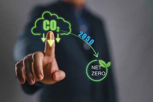 Businessman Point To Increasing Arrow With Carbon Reduction For ...