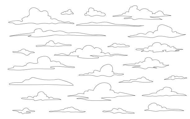 clouds vector outlines clouds vector outlines for architectural elevation background cloud outline background stock illustrations