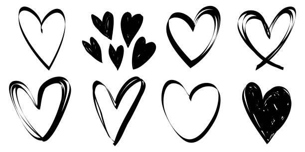 illustrations, cliparts, dessins animés et icônes de doodle cœurs sur le plateau. style dessiné à la main. symbole d’amour. illustration vectorielle - coeur