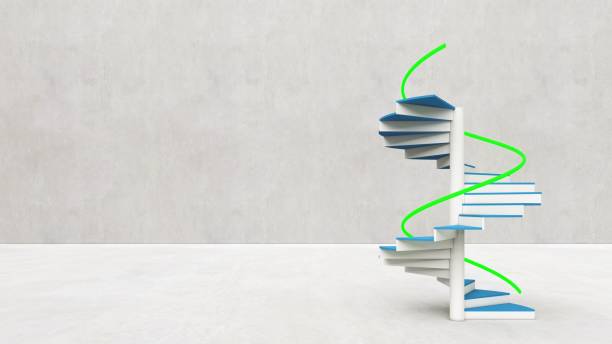istock Spiral staircase, shortcut concept to success, 3d render 2158355615