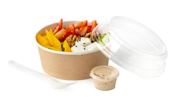 istock Take out poke bowl isolated on white background 2158359412