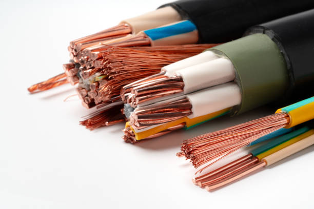 istock Various Electrical Wires With Exposed Copper Strands on White Background 2158359413