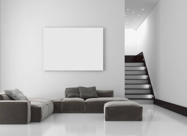 istock Large luxury modern bright interiors Living room mockup illustration 3D rendering image 2158359982