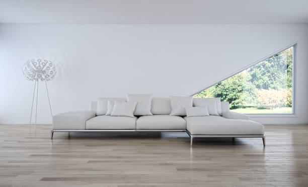 istock Large luxury modern bright interiors Living room mockup illustration 3D rendering image 2158360021