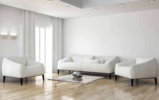 istock Large luxury modern bright interiors Living room mockup illustration 3D rendering image 2158360068