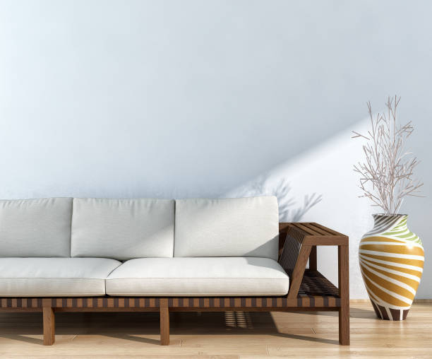 istock Large luxury modern bright interiors Living room mockup illustration 3D rendering image 2158360384