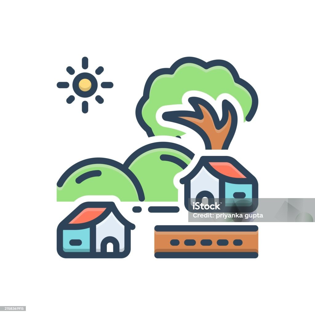 Simple Rural Community Icon Village Rural Stock Illustration - Download Image Now - Cottage, Hut ...