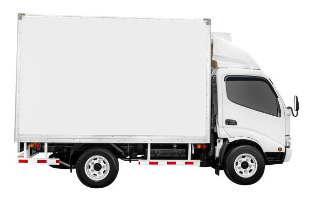 istock Side view white small refrigerated truck isolated on white background with clipping path 2158362919