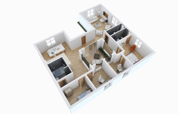 istock Large luxury modern bright interiors Living room mockup illustration 3D rendering image 2158363768