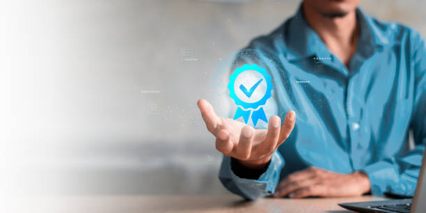 istock Quality Certificate and Checklist target marketing planning assignment with quality management. Standardization, certification. Compliance to regulations service and standards. 2158364947