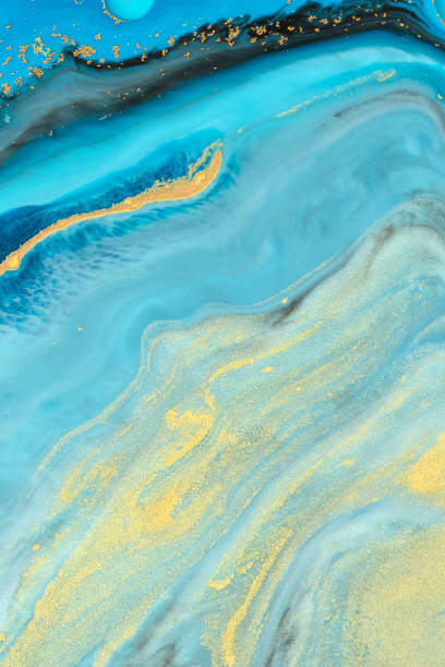 istock Abstract blue watercolor with gold glitter background 2158368113