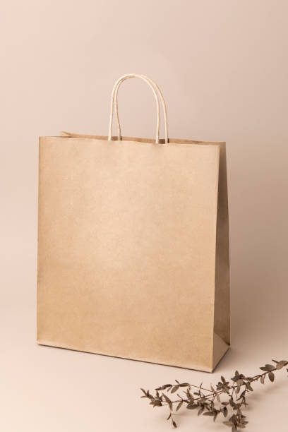 istock Paper shopping bag for eco brands with design space 2158370600