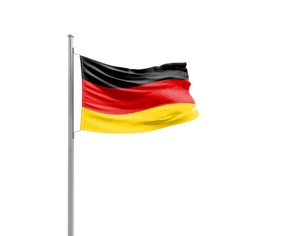 istock Germany national flag waving isolated on white background with clipping path. 2158370672