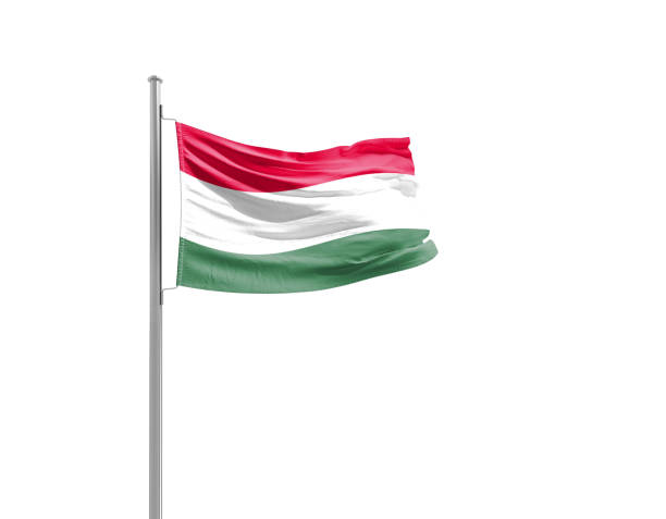 istock Hungary national flag waving isolated on white background with clipping path. 2158370859