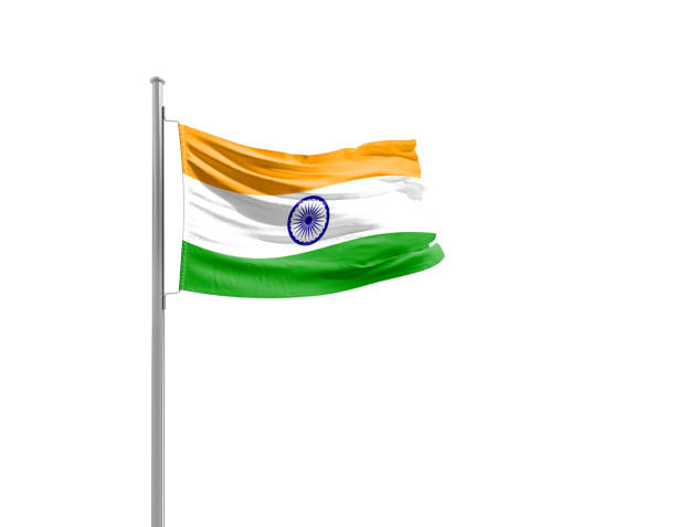istock India national flag waving isolated on white background with clipping path. 2158370860