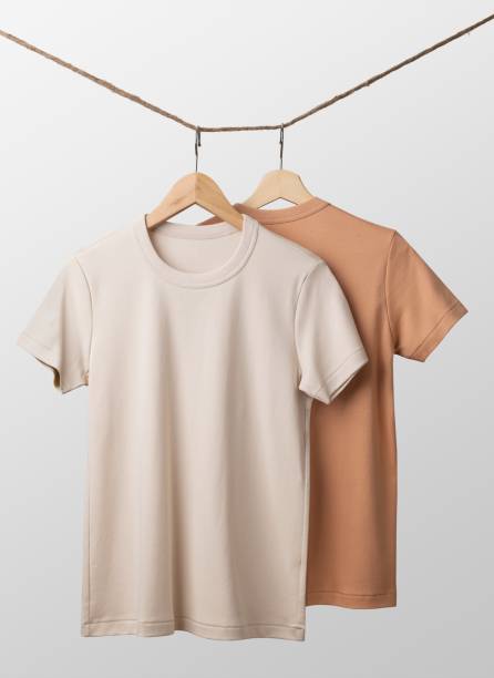 istock Beige t-shirt, simple apparel in unisex design with blank space 2158371749