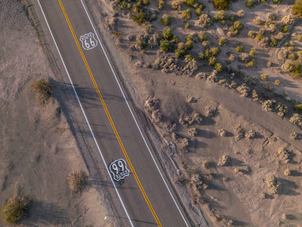 istock Iconic Route 66 Painted on Desert Road 2158372225