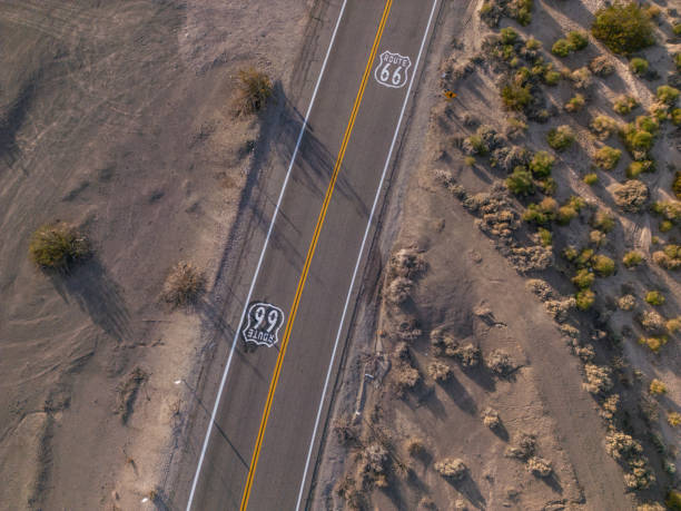 istock Iconic Route 66 Painted on Desert Road 2158372237