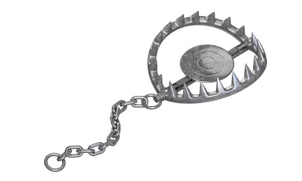 istock Silver bear trap isolated on transparent background 2158373032