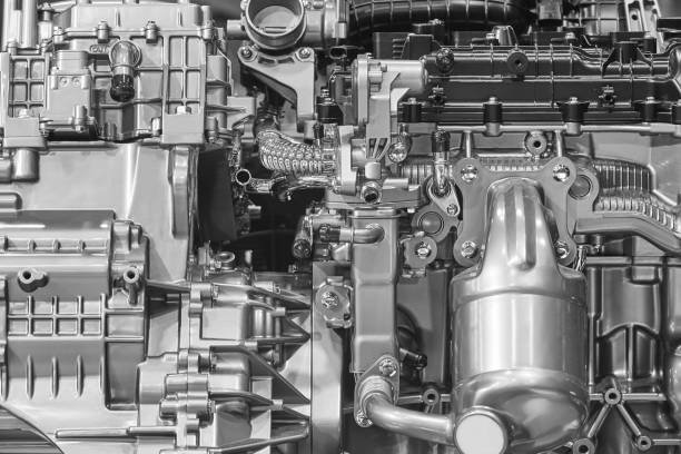 istock Car engine block detail. Motor industry. Automotive technology. Transportation 2158373561