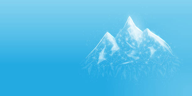 istock Mountains. Mountain path. Success business startup, innovation, growth, travel, freedom concept. Polygonal wireframe vector illustration. 2158374994