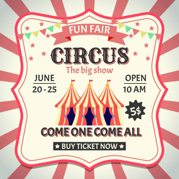 Circus posters. funfair circus show vector template design Circus posters. Retro circus big show invitation vector template design circus poster stock illustrations